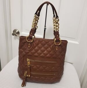 Marc Jacobs Brown Quilted Leather With Goldtone hardware Handbag, Stylish